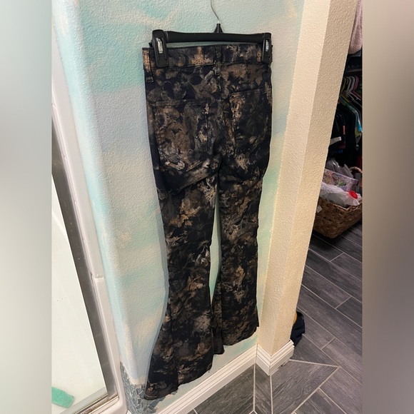 NWOT We The Free Black & Gold Floral Flare Pants - Picture 7 of 10